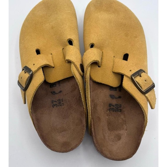 Birkenstock Boston Suede Leather Clogs Yellow Mustard Women's 37 / 6 Narrow Fit - Picture 5 of 7